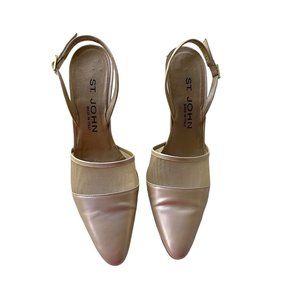 St. John "Haley" Leather and Mesh Slingback in Gold, 6.5